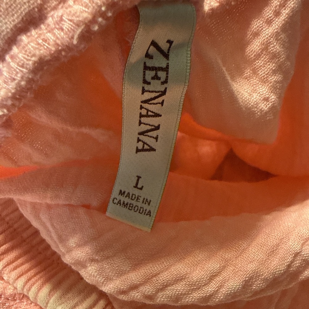 Zenana Coral Washed Double Gauze Wide Leg Overalls Size Large NWOT BOHO - Picture 11 of 12